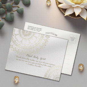 Yoga Meditation Instructor Guld Mandala Flowers Vykort