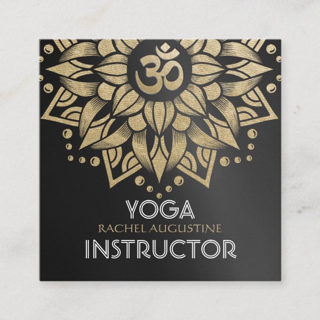 Yoga Meditation Instructor Guld Mandala om Symbol Fyrkantigt Visitkort (Framsida)