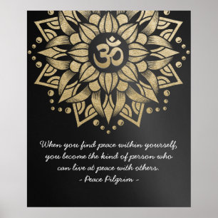Yoga Meditation Instructor Guld Mandala om Symbol Poster