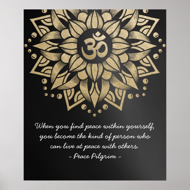 Yoga Meditation Instructor Guld Mandala om Symbol Poster (Framsidan)
