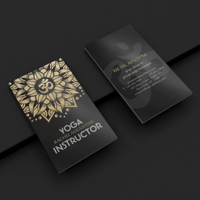 Yoga Meditation Instructor Guld Mandala om Symbol Visitkort (Skapare uppladdad)