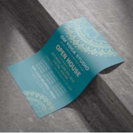 Yoga Meditation Instructor Guld Mandala Open House Reklamblad