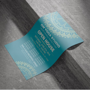 Yoga Meditation Instructor Guld Mandala Open House Reklamblad
