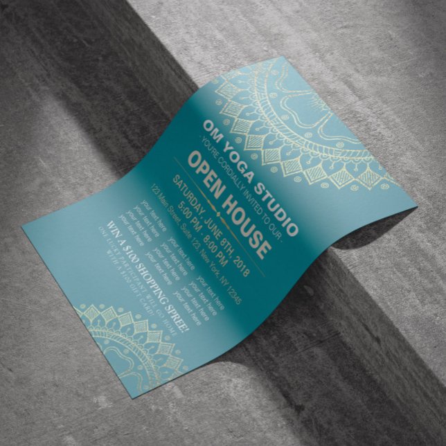Yoga Meditation Instructor Guld Mandala Open House Reklamblad (Skapare uppladdad)