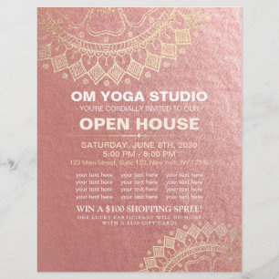 Yoga Meditation Instructor Guld Mandala Open House Reklamblad