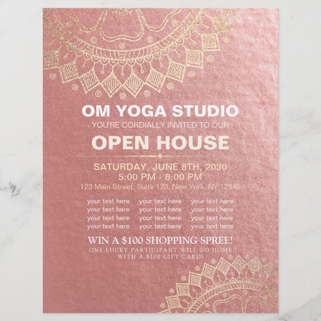 Yoga Meditation Instructor Guld Mandala Open House Reklamblad (Framsidan)