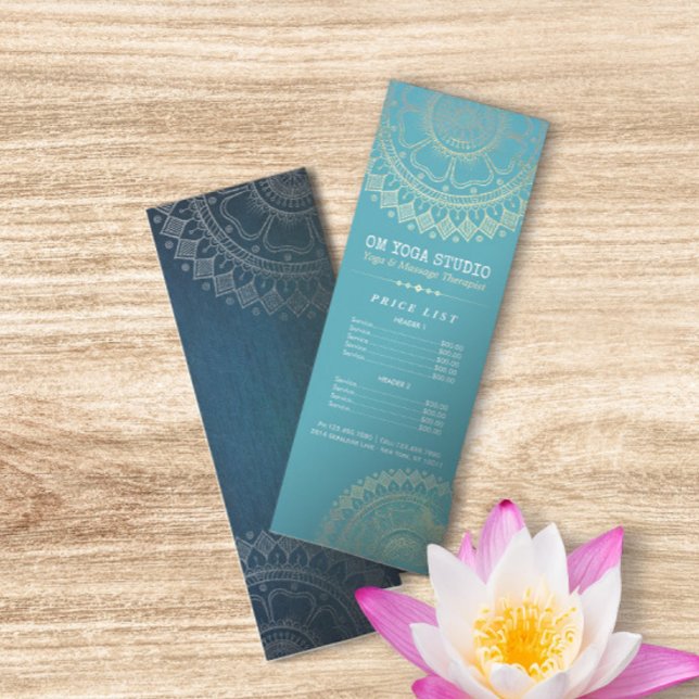 Yoga Meditation Instructor Guld Mandala Pris List Reklamkort (Skapare uppladdad)