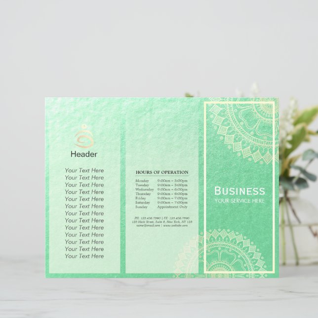 Yoga Meditation Instructor Guld Mandala Tri-Fold (Stående Fram)