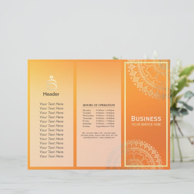 Yoga Meditation Instructor Guld Mandala Tri-Fold (Stående Fram)