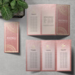 Yoga Meditation Instructor Guld Mandala Tri-Fold<br><div class="desc">Yoga Fitness Studio / Meditation Instructor / Personal Trainer / Life Coach / Healer / Reiki Master / Massage Therapy Tri-Fold Brochures Template - Modern Chic Faux Gold Foil Blommigt Mandala Symbols on Rosa Gold Foil Background.</div>