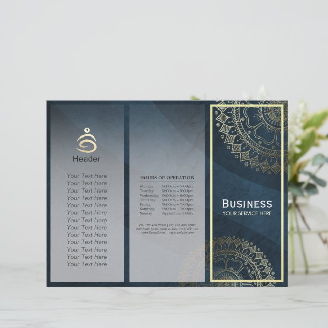 Yoga Meditation Instructor Guld Mandala Tri-Fold (Stående Fram)