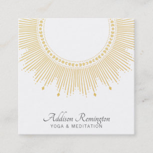 Yoga Meditation Instructor Guld Sol Mandala Fyrkantigt Visitkort