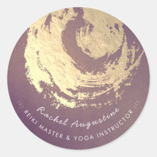 Yoga Meditation Instructor Lila Guld ZEN Symbol Runt Klistermärke