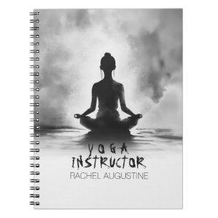 Yoga Meditation Instructor Lotus Pose Bläck Painti Anteckningsbok