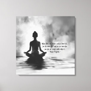 Yoga Meditation Instructor Lotus Pose Bläck Painti Canvastryck