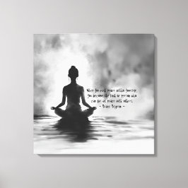 Yoga Meditation Instructor Lotus Pose Bläck Painti Canvastryck