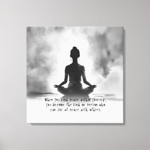 Yoga Meditation Instructor Lotus Pose Bläck Painti Canvastryck