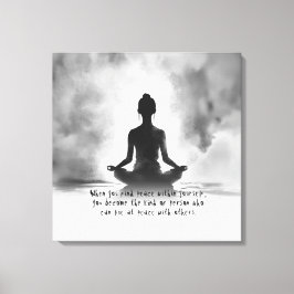 Yoga Meditation Instructor Lotus Pose Bläck Painti Canvastryck