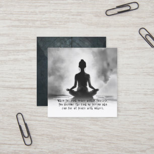 Yoga Meditation Instructor Lotus Pose Bläck Painti Fyrkantigt Visitkort