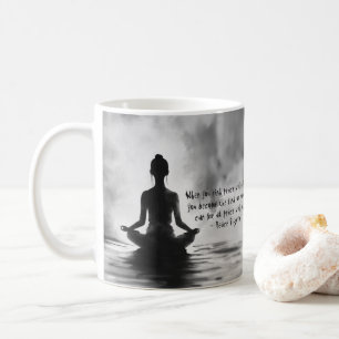 Yoga Meditation Instructor Lotus Pose Bläck Painti Kaffemugg