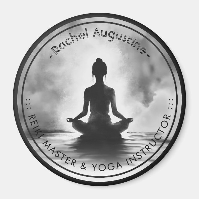 Yoga Meditation Instructor Lotus Pose Bläck Painti Magnet (Framsidan)