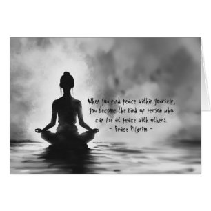 Yoga Meditation Instructor Lotus Pose Bläck Painti OBS Kort