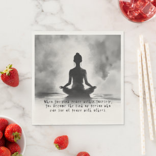 Yoga Meditation Instructor Lotus Pose Bläck Painti Pappersservett