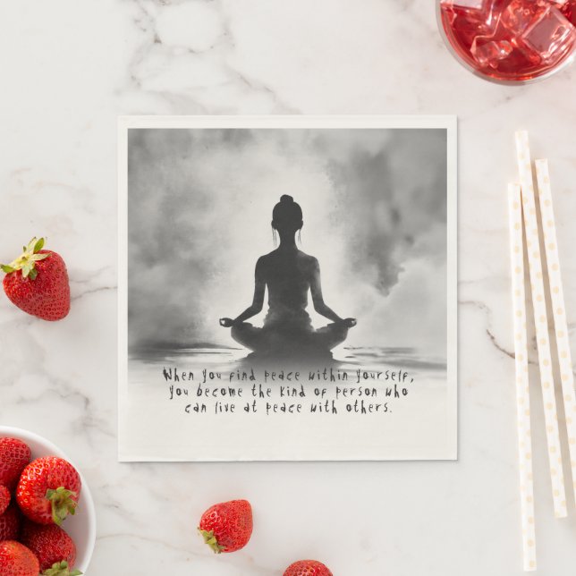 Yoga Meditation Instructor Lotus Pose Bläck Painti Pappersservett (Insitu)