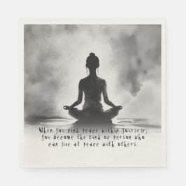 Yoga Meditation Instructor Lotus Pose Bläck Painti Pappersservett