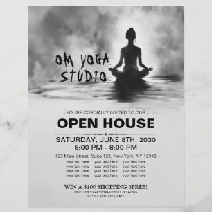 Yoga Meditation Instructor Lotus Pose Bläck Painti Reklamblad