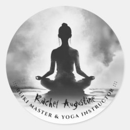 Yoga Meditation Instructor Lotus Pose Bläck Painti Runt Klistermärke