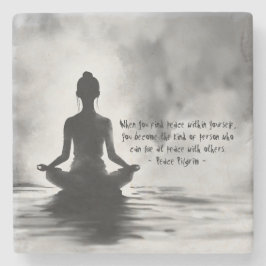 Yoga Meditation Instructor Lotus Pose Bläck Painti Stenunderlägg