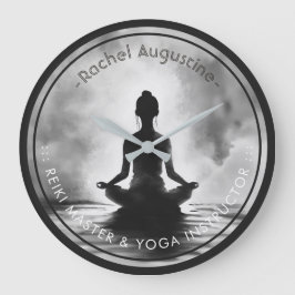 Yoga Meditation Instructor Lotus Pose Bläck Painti Stor Klocka