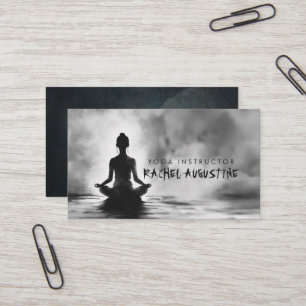 Yoga Meditation Instructor Lotus Pose Bläck Painti Visitkort
