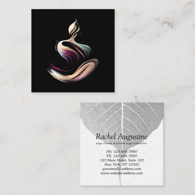Yoga Meditation Instructor Lotus Pose Pose Push St Fyrkantigt Visitkort (Fram/baksida)