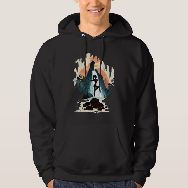 Yoga Meditation Instructor Mom Doing Yoga In Water Hoodie (Framsida)
