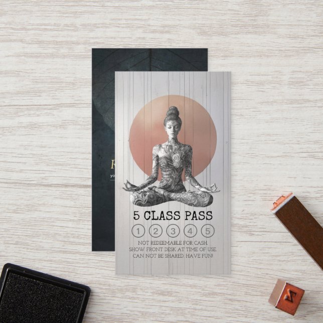 Yoga Meditation Instructor Reiki Master Class Pass Lojalitetskort (Fram/Back In Situ)