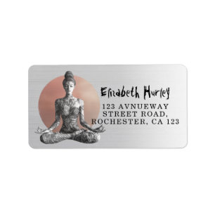 Yoga Meditation Instructor Reiki Master Lotus Pose Adressetikett