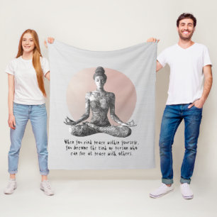 Yoga Meditation Instructor Reiki Master Lotus Pose Fleecefilt
