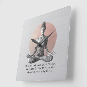 Yoga Meditation Instructor Reiki Master Lotus Pose Fyrkantig Klocka