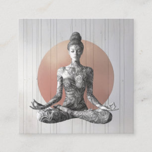 Yoga Meditation Instructor Reiki Master Lotus Pose Fyrkantigt Visitkort