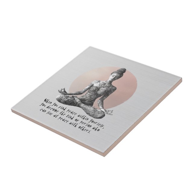 Yoga Meditation Instructor Reiki Master Lotus Pose Kakelplatta (Sidan)