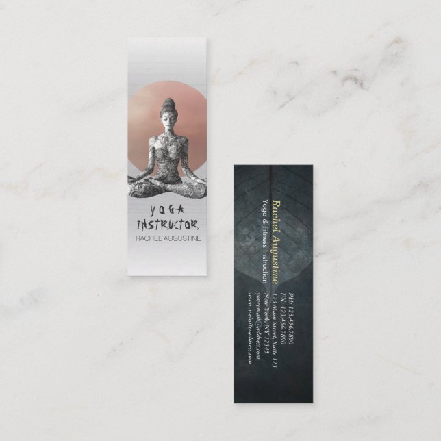 Yoga Meditation Instructor Reiki Master Lotus Pose Mini Visitkort (Fram/baksida)