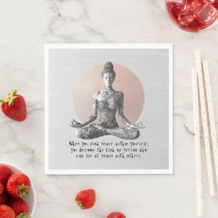 Yoga Meditation Instructor Reiki Master Lotus Pose Pappersservett