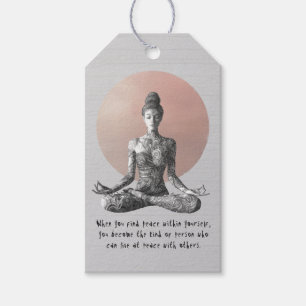 Yoga Meditation Instructor Reiki Master Lotus Pose Presentetikett
