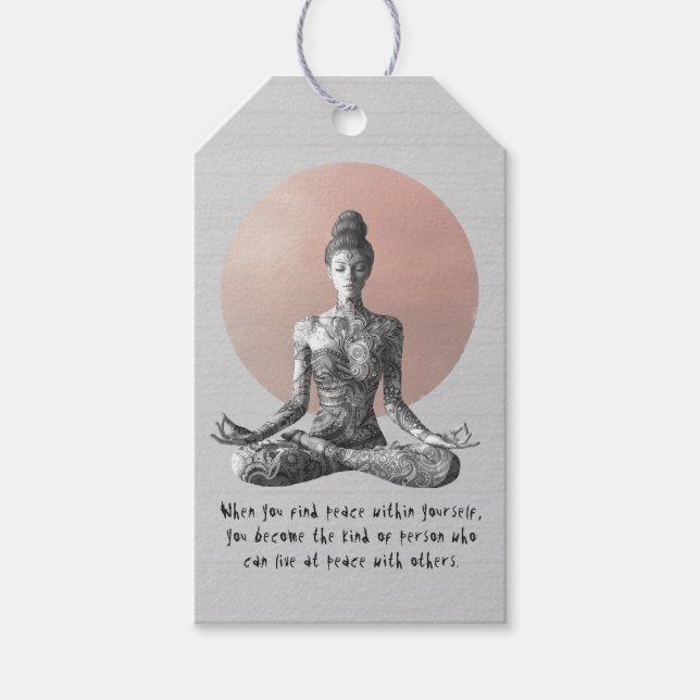 Yoga Meditation Instructor Reiki Master Lotus Pose Presentetikett (Framsidan)