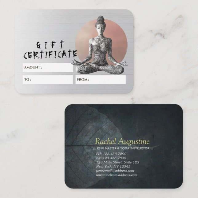 Yoga Meditation Instructor Reiki Master Lotus Pose Rabattkort (Fram/baksida)