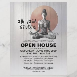 Yoga Meditation Instructor Reiki Master Lotus Pose Reklamblad