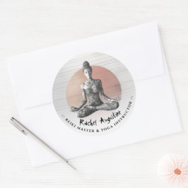 Yoga Meditation Instructor Reiki Master Lotus Pose Runt Klistermärke