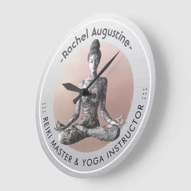 Yoga Meditation Instructor Reiki Master Lotus Pose Stor Klocka (Vinkel)
